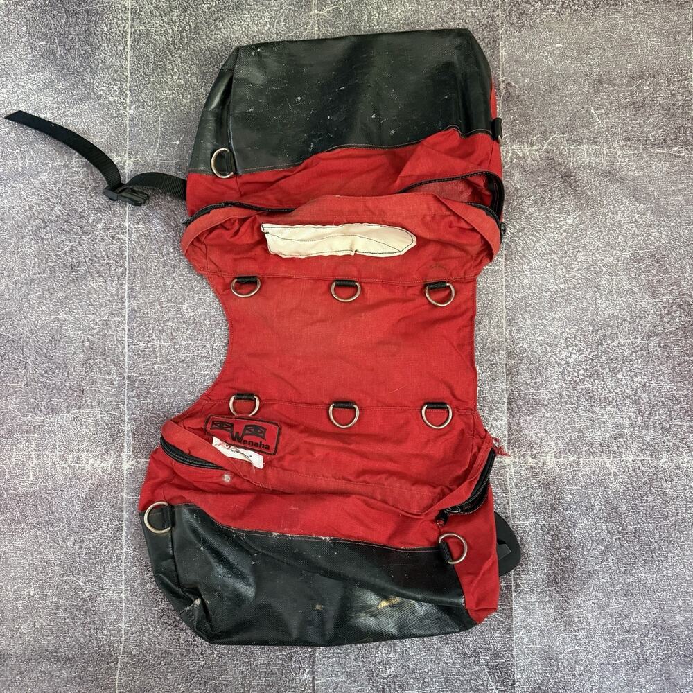 Vintage 80's Wenaha Explorer II Black Red Canvas Dog Pack Bag Backpack Saddlebag